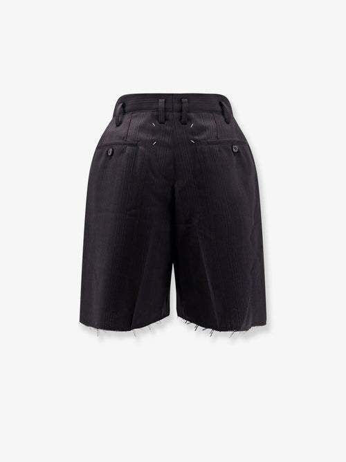 Maison Margiela Striped virgin wool shorts - Black/Blue