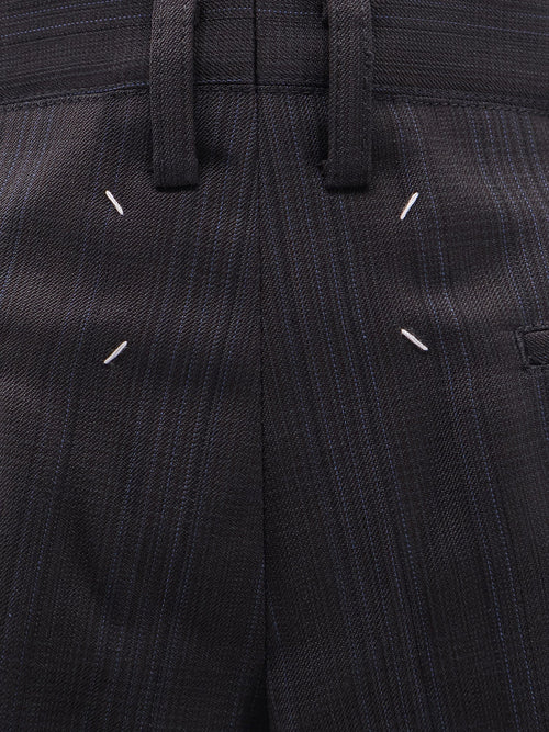 Maison Margiela Striped virgin wool shorts - Black/Blue