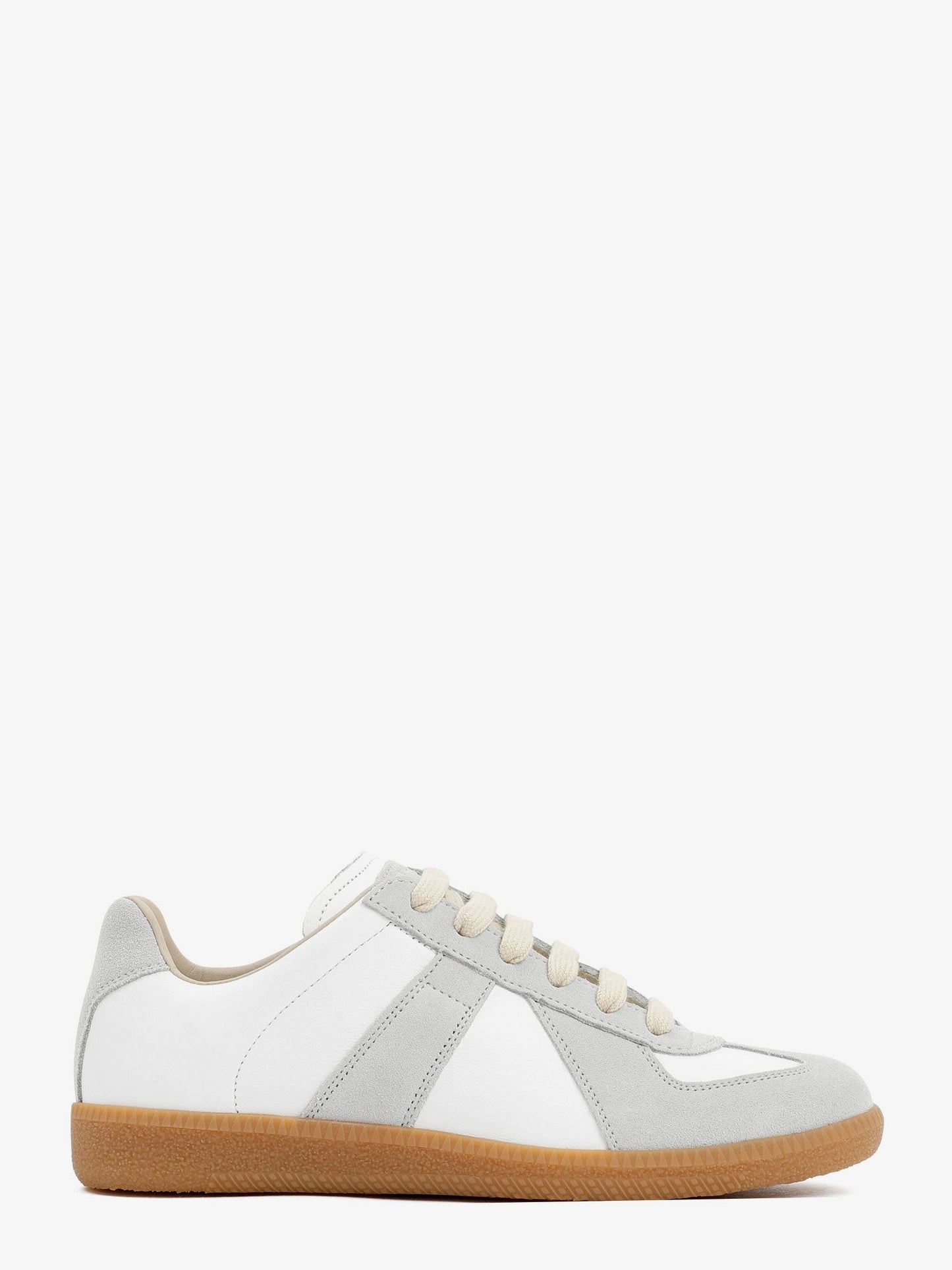 Maison Margiela Replica Low Top Leather Sneakers With Suede Inserts