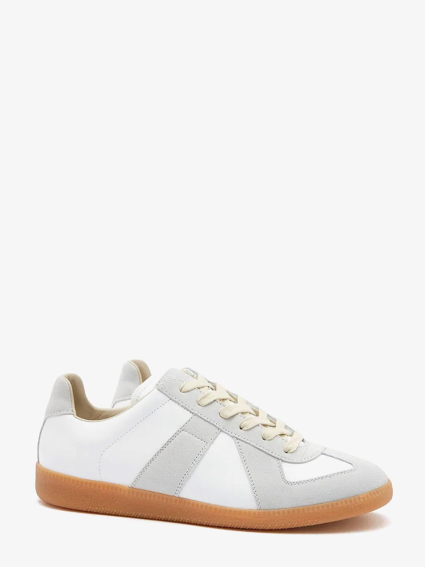 Maison Margiela Replica Low Top Leather Sneakers With Suede Inserts
