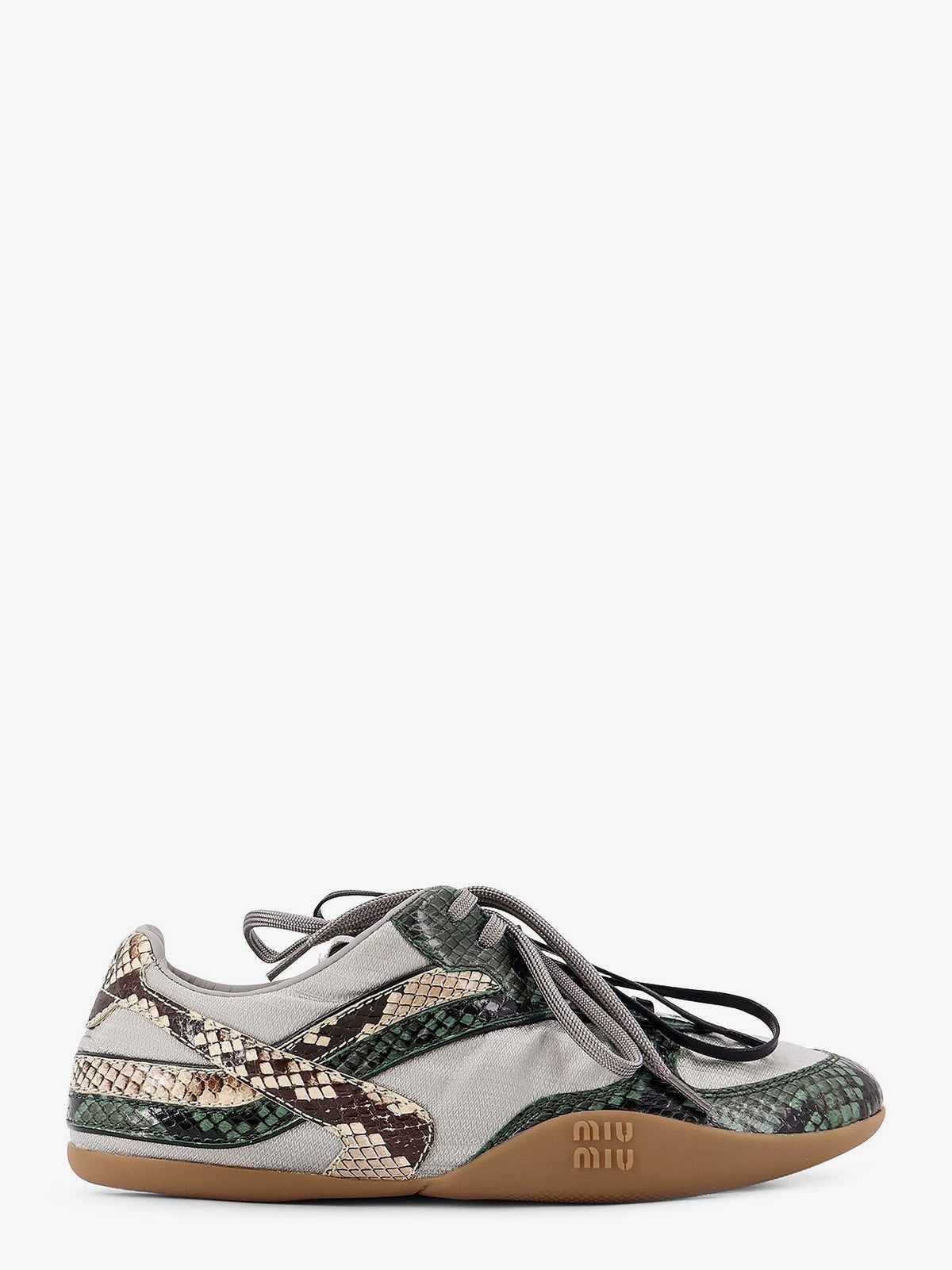 Miu Miu Gymnasium technical fabric and python-print Aisley sneakers - Nube + Abete