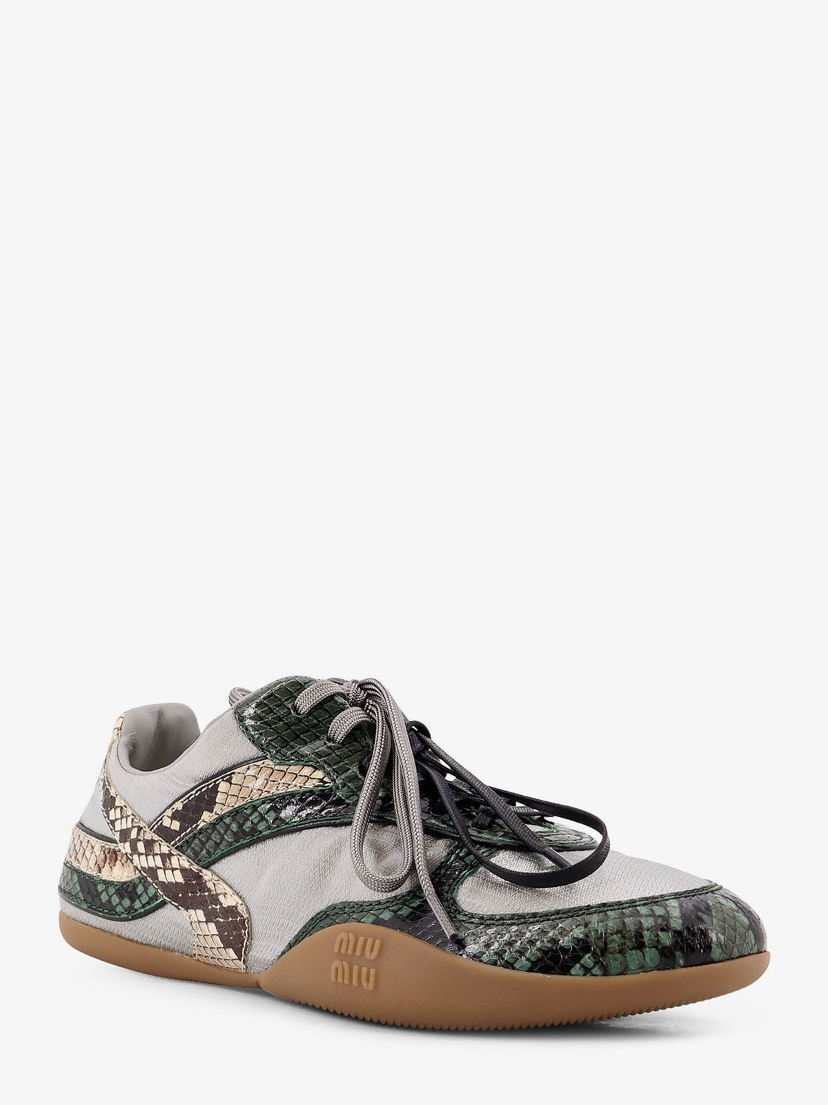 Miu Miu Gymnasium technical fabric and python-print Aisley sneakers - Nube + Abete