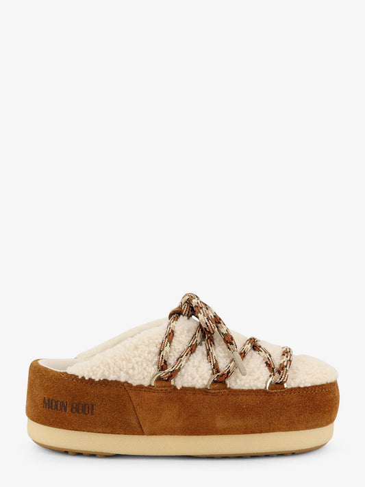 Moon Boot Shearling and suede slip-on - Whisky Off White