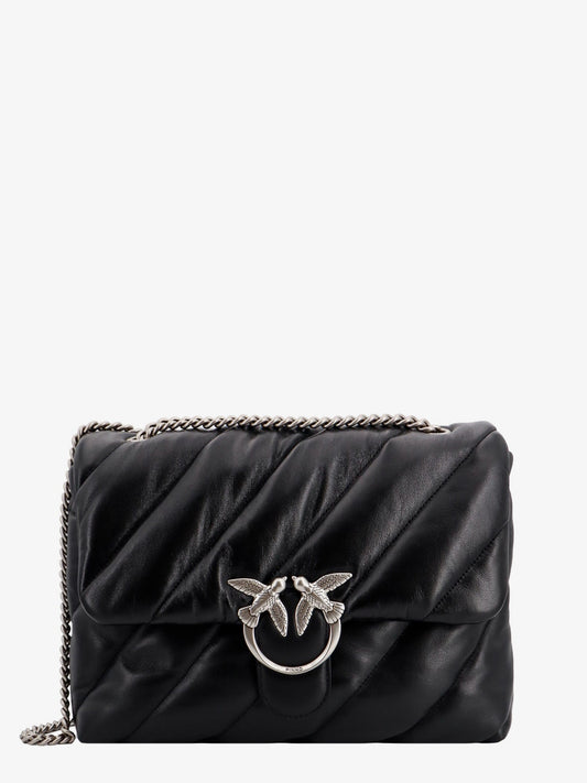 Pinko Matelassé Leather Shoulder Bag With Iconic Love Birds Buckle