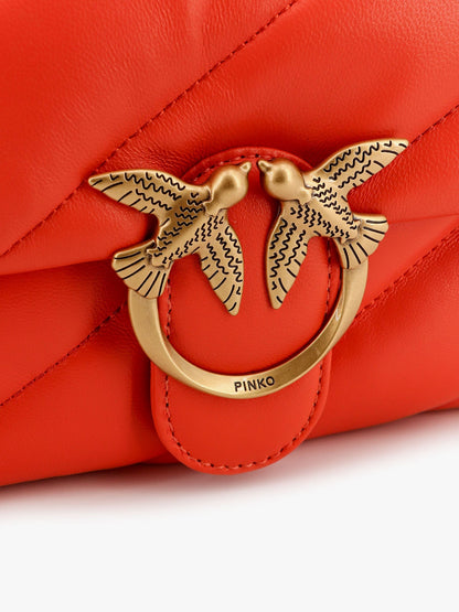 Pinko Matelassé Leather Shoulder Bag With Iconic Love Birds Buckle