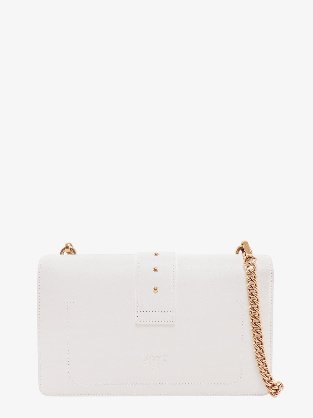 Pinko Leather shoulder bag with love birds buckle - Bianco