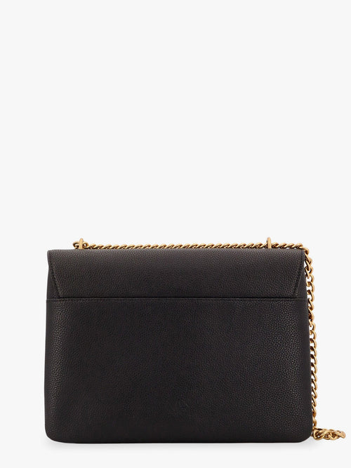 Pinko Leather shoulder bag with metal love birds buckle - Nero