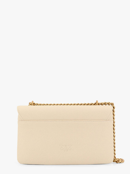 Pinko Leather shoulder bag with metal love birds buckle - Bianco