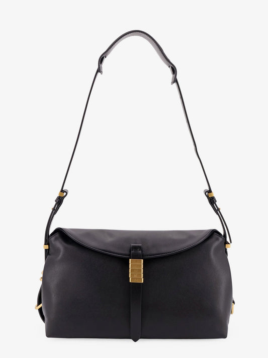 Pinko Leather Shoulder Bag With Metal Detail With Engraved Logo
