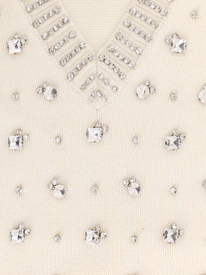 Pinko Wool Blend Vest With Rhinestones