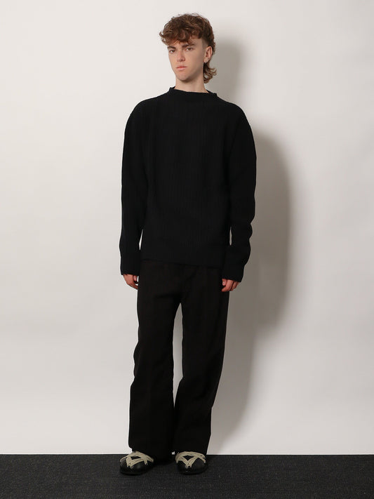 Rick Owens Fisherman Round Neck virgin wool sweater - Nero