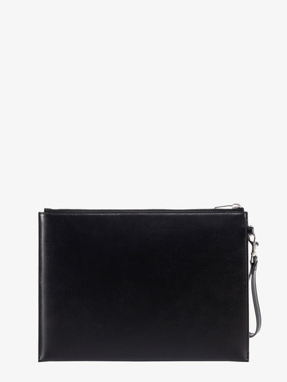 Saint Laurent Leather Clutch With Monogram Detail