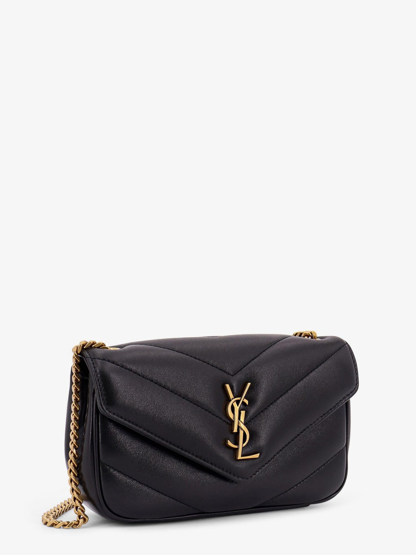 Saint Laurent Loulou Mini Leather Crosbody Bag With Chevron Stitching