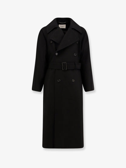 Saint Laurent Certified Wool Coat With Belt