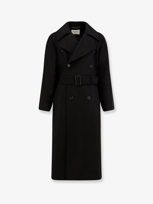 Saint Laurent Certified wool coat with belt - Noir