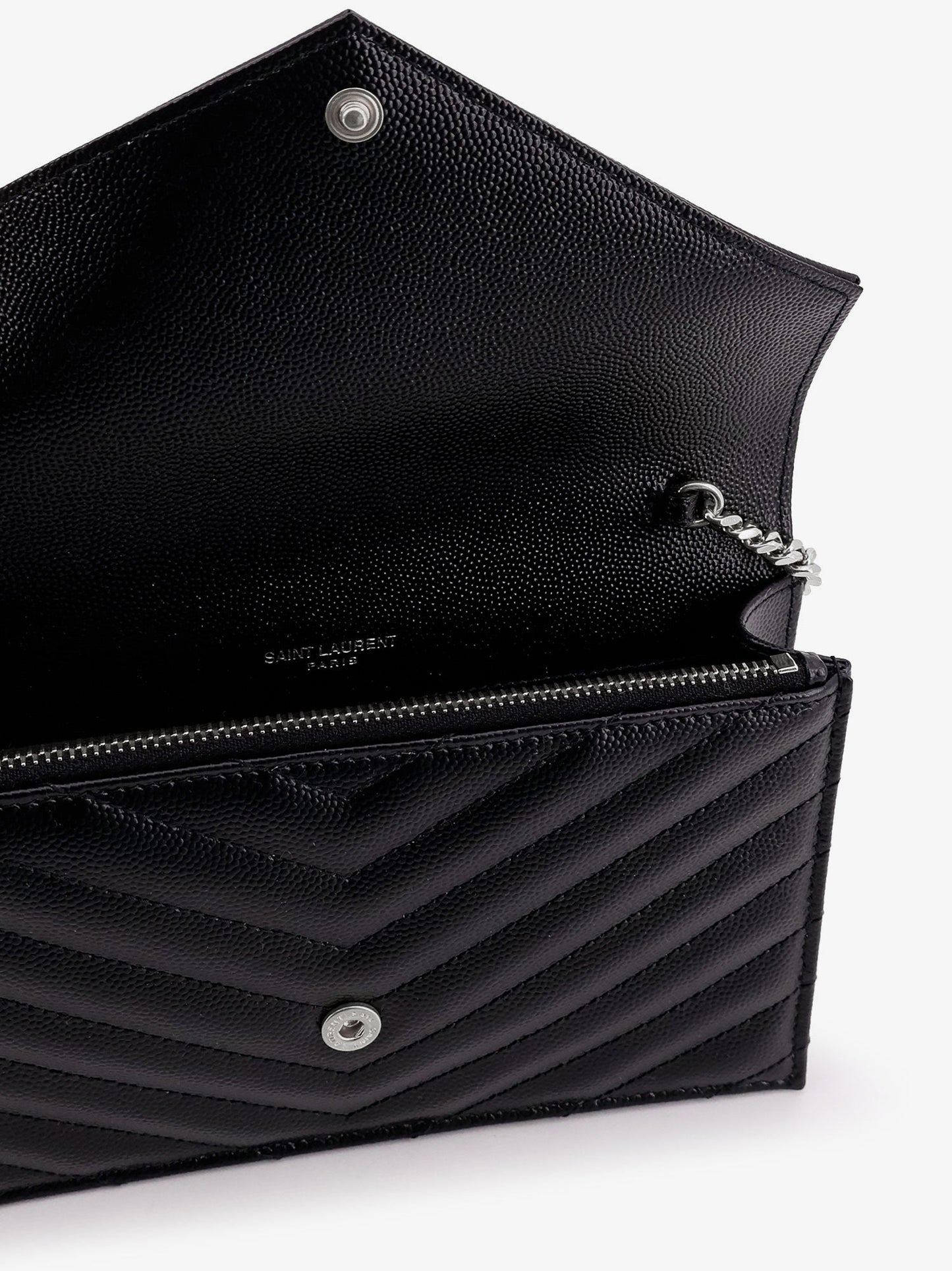 Saint Laurent Envelope Leather Wallet Crossbody Bag With Chain Shoulder Strap