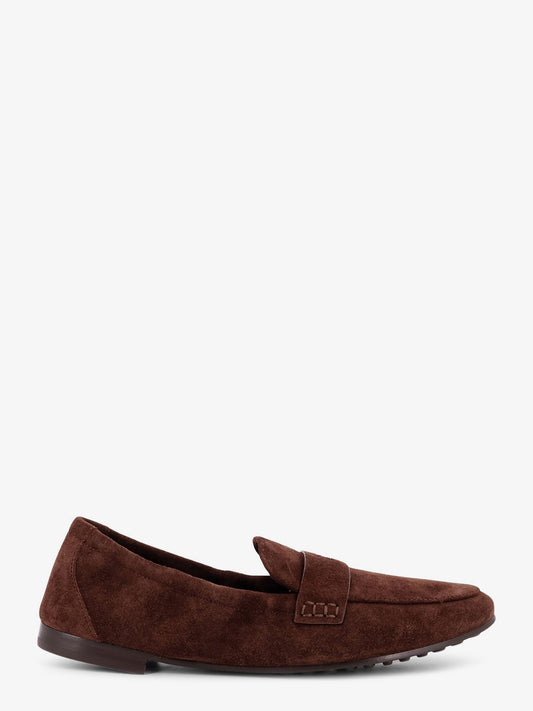 Tory Burch Suede Loafer With Metal Logo Detail
