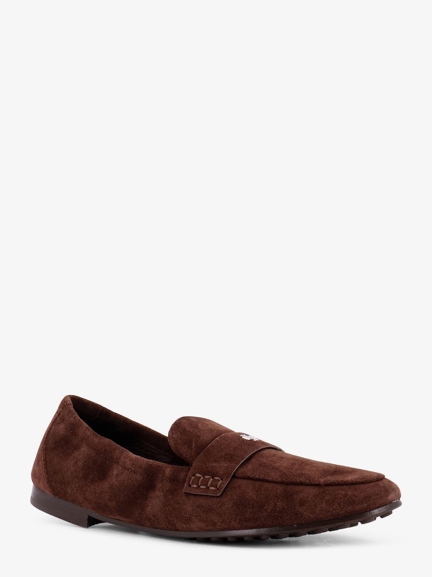 Tory Burch Suede Loafer With Metal Logo Detail