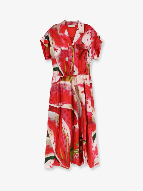 Tory Burch Printed silk chemisier/dress - Pink Lily