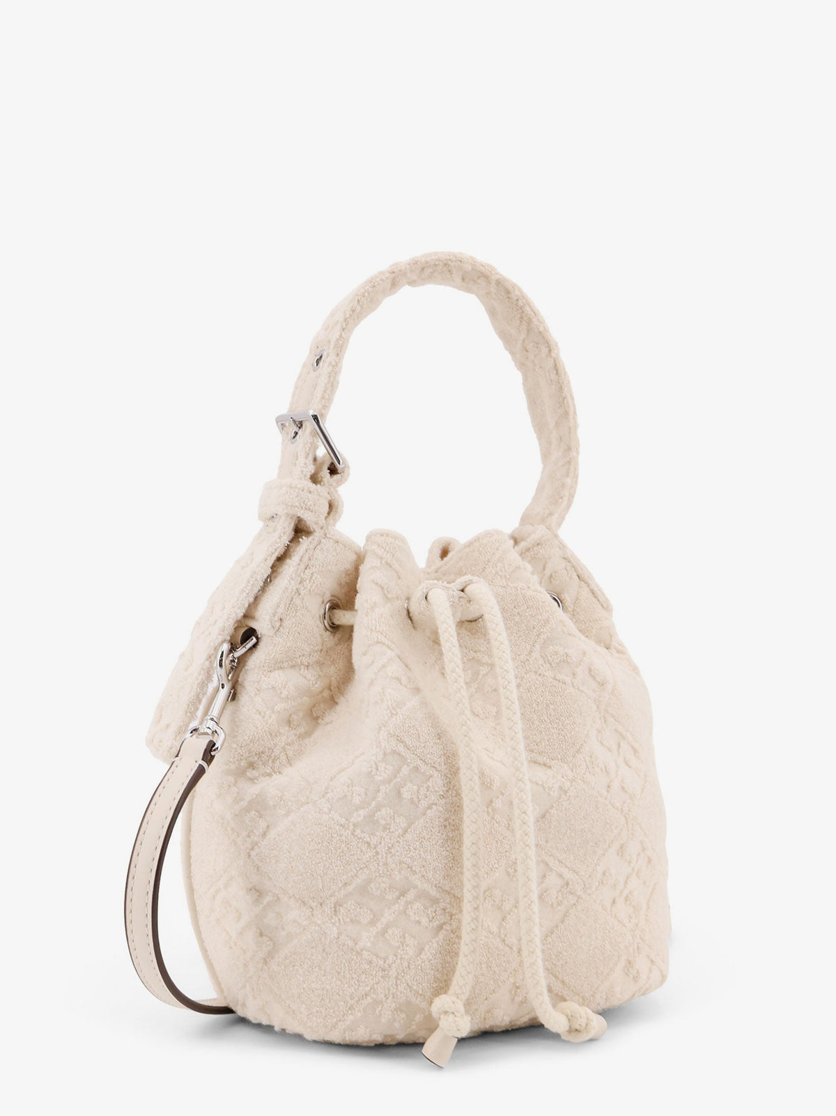 Tory Burch T Monogram Terry Mini canvas bucket bag - New Ivory