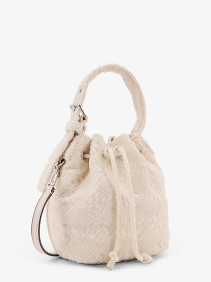 Tory Burch T Monogram Terry Mini canvas bucket bag - New Ivory