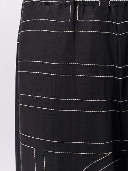 Toteme Silk Trousers With Monogram Logo Embroidery