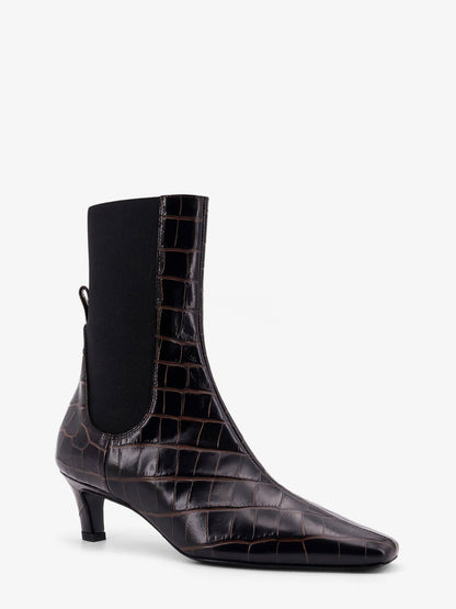Toteme The Mid Heel Boot Leather Boots With Croco Effect
