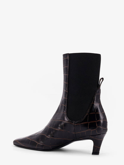 Toteme The Mid Heel Boot Leather Boots With Croco Effect