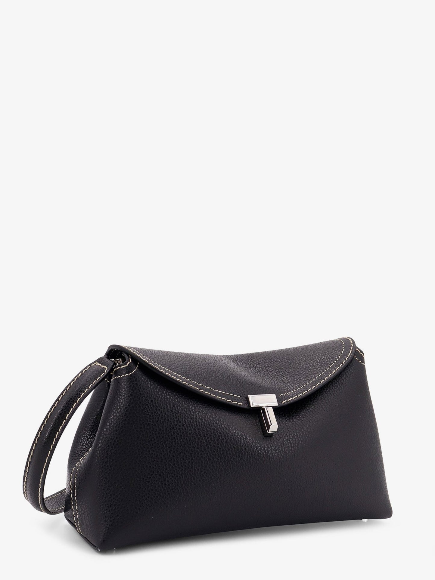 Toteme T Lock Leather Clutch With Contrasting Stitchings