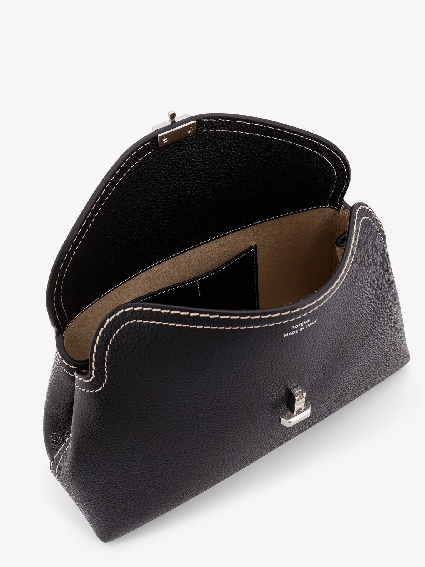 Toteme T Lock Leather Clutch With Contrasting Stitchings
