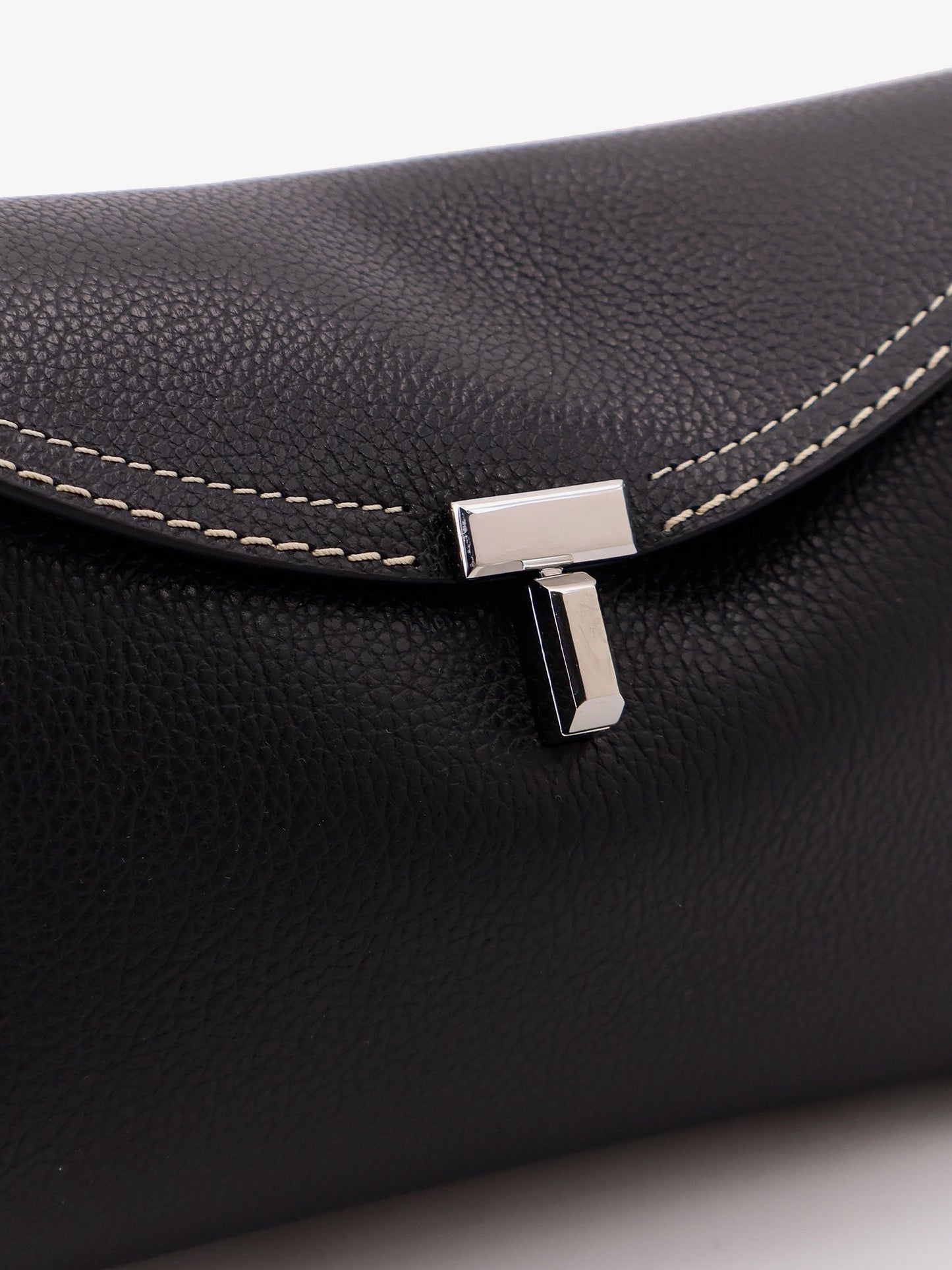 Toteme T Lock Leather Clutch With Contrasting Stitchings