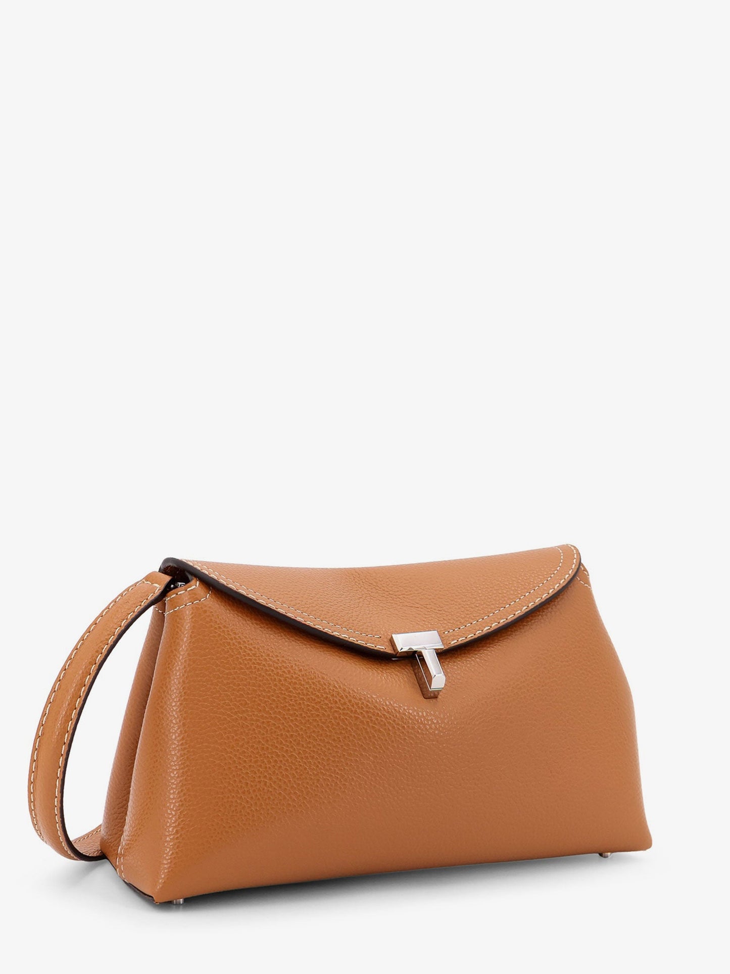 Toteme T Lock Leather Clutch With Contrasting Stitchings