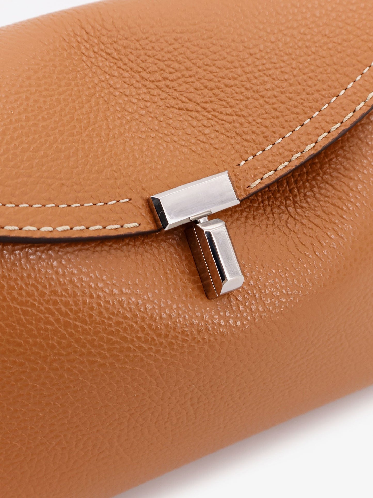 Toteme T Lock Leather Clutch With Contrasting Stitchings