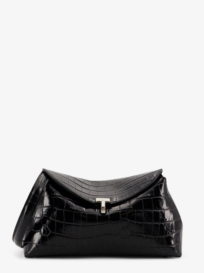 Toteme T Lock Clutch Leather Shoulder Bag With Croco Effect