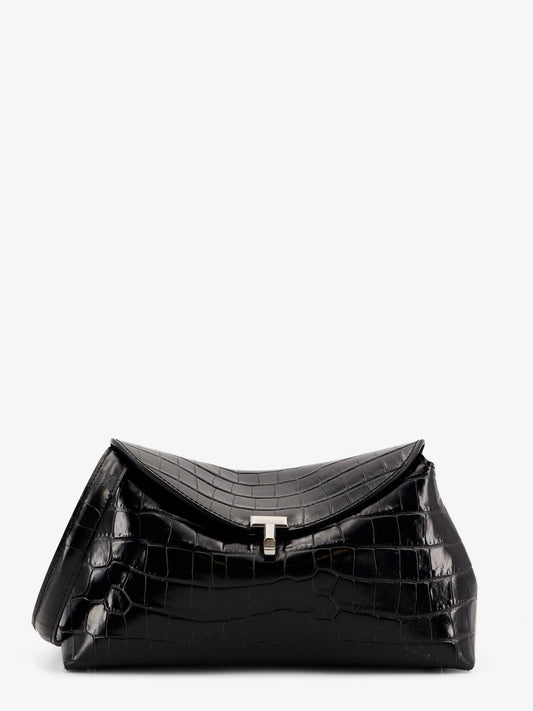 Toteme T Lock Clutch Leather Shoulder Bag With Croco Effect