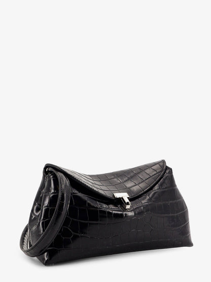 Toteme T Lock Clutch Leather Shoulder Bag With Croco Effect