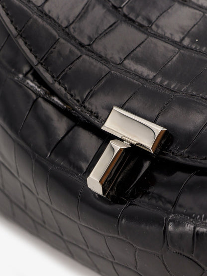Toteme T Lock Clutch Leather Shoulder Bag With Croco Effect