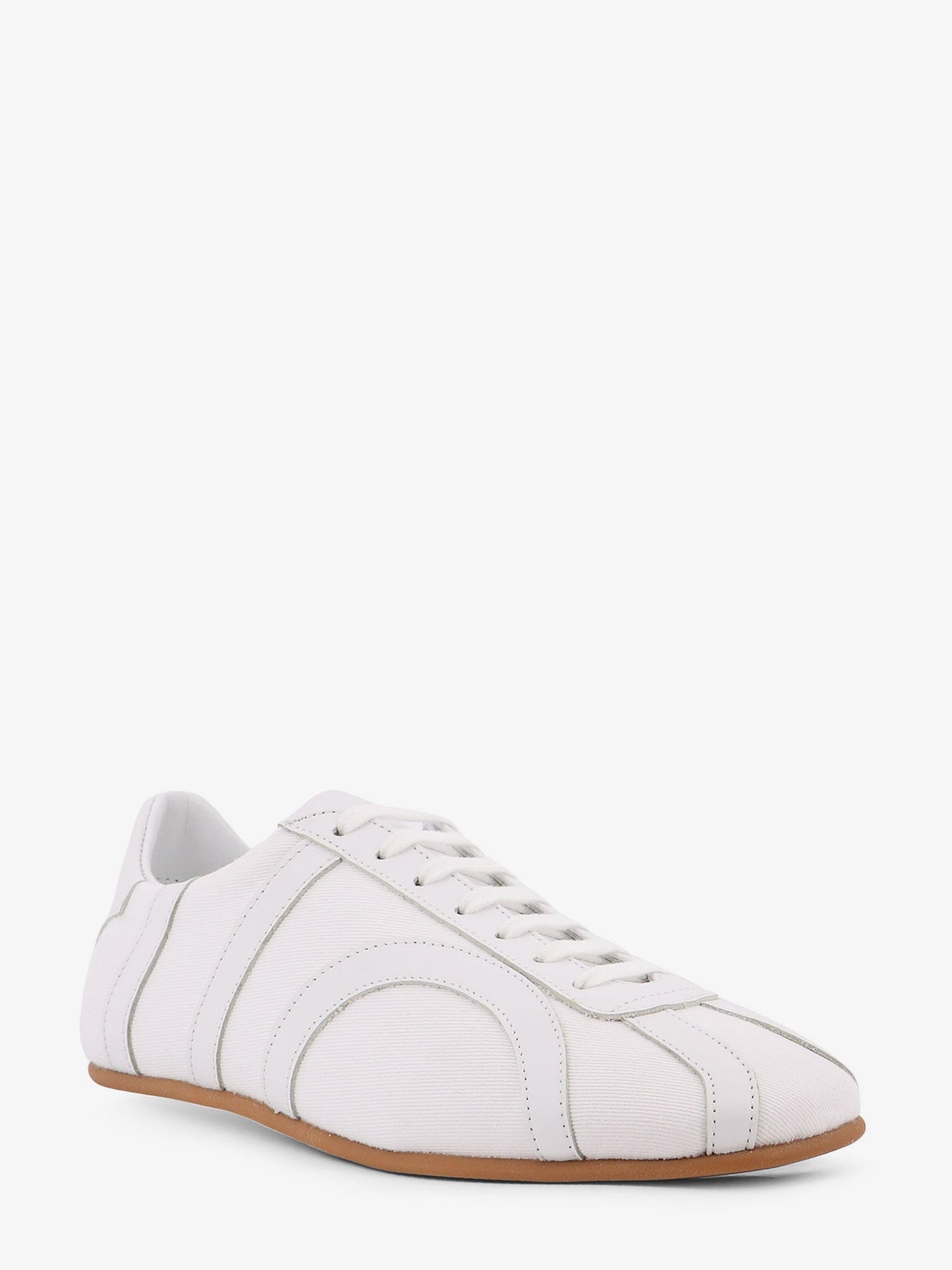 Toteme Canvas Low Top Sneakers With Leather Profiles