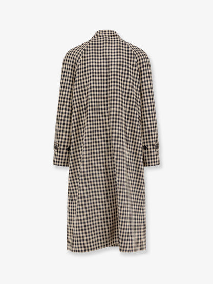 Valentino Wool And Cotton Coat With Vichy Motif