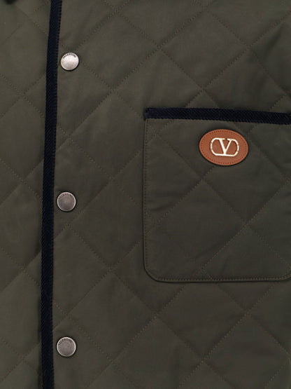 Valentino Quilted Jacket With V Logo Signature Patch
