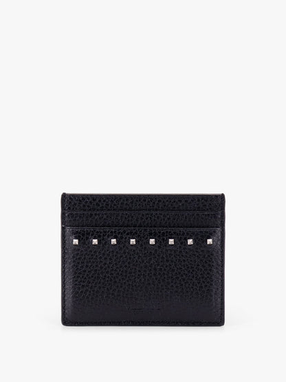 Valentino Garavani Leather Card Holder With Stud Detail