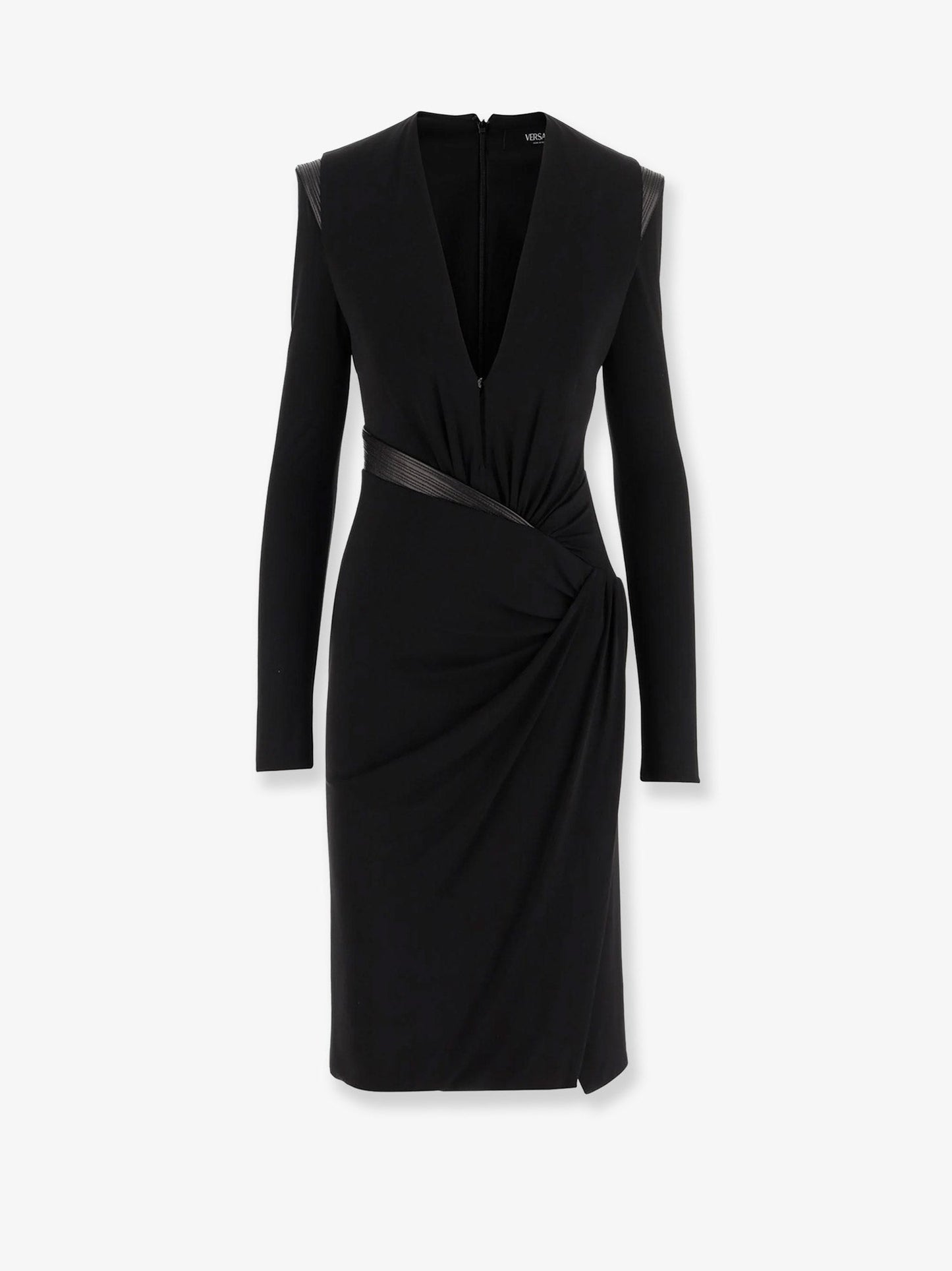 Versace Crepe Mini Dress With V Neckline
