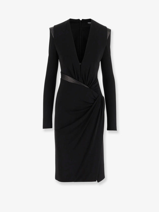 Versace Crepe Mini Dress With V Neckline