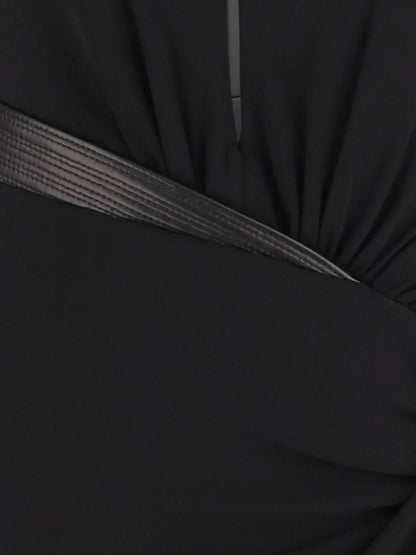 Versace Crepe Mini Dress With V Neckline