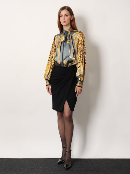 Versace Cheetah Foulard Lavallière Silk Shirt