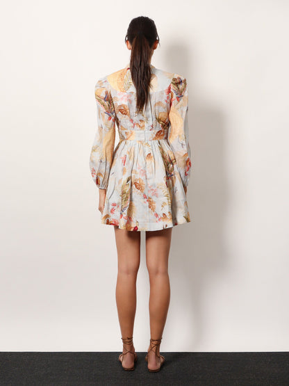 Zimmermann Ascension Plunge Linen Short Dress