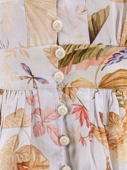 Zimmermann Ascension Plunge Linen Short Dress