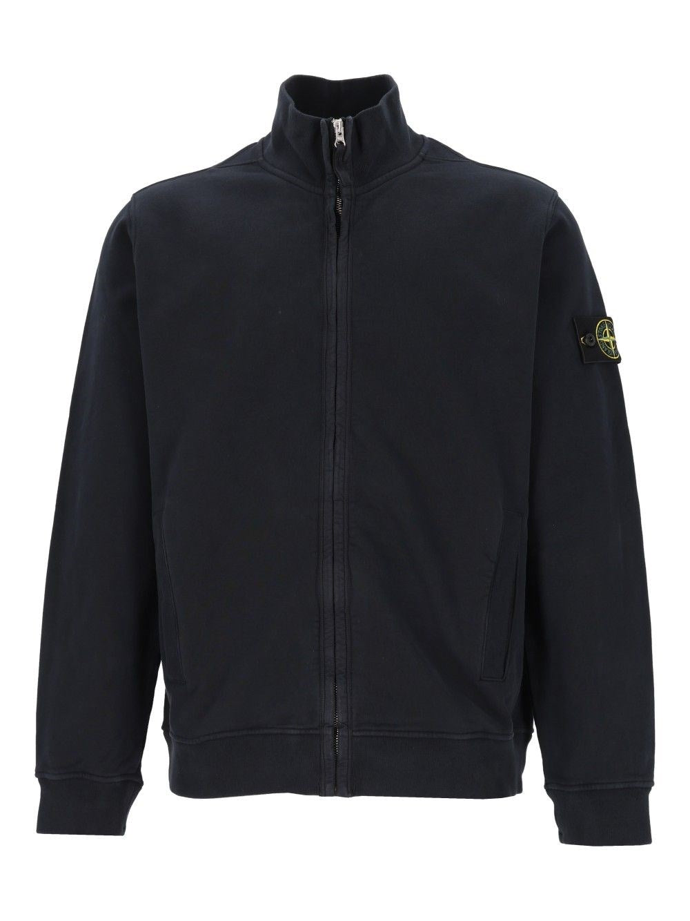 Stone Island Track Jacket In Fleece - Blue