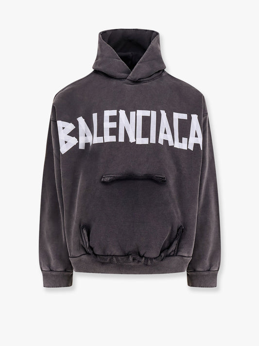 Balenciaga Used Effect Cotton Sweatshirt With New Tape Logo