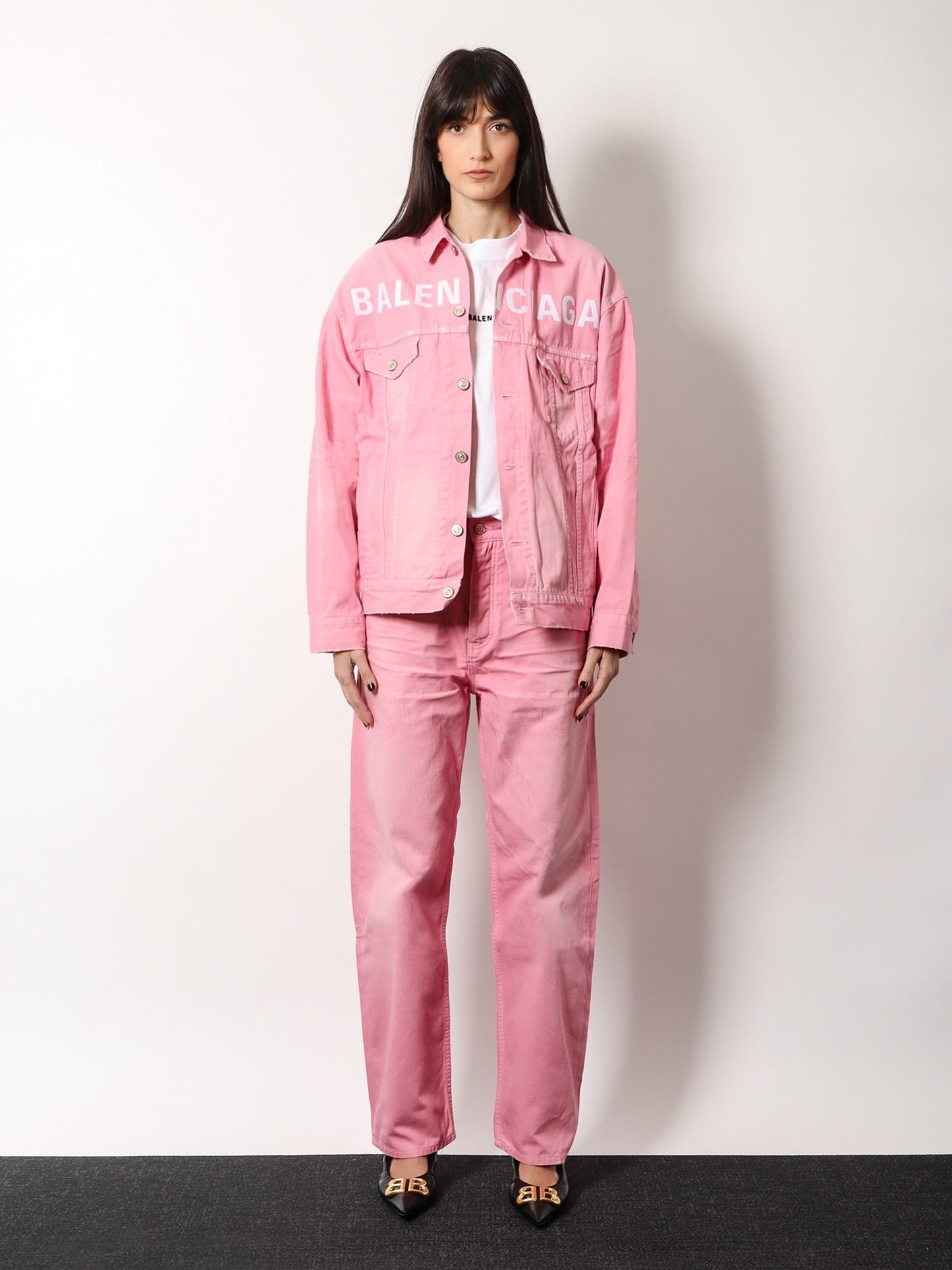 Balenciaga Cropped T Shirt With Logo Embroidery